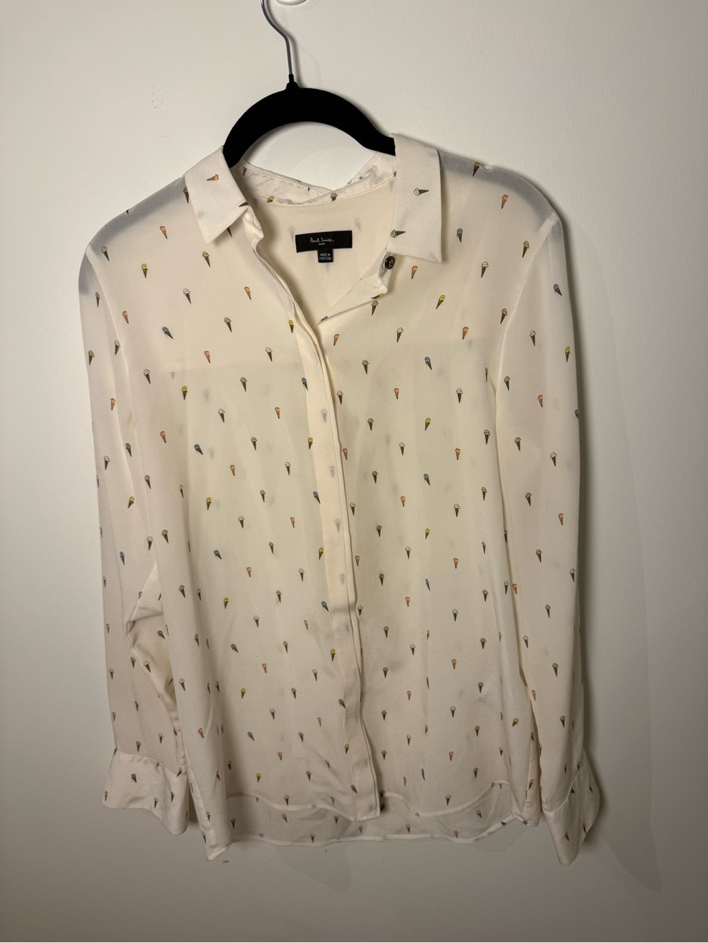 Paul Smith Cream Button-Down Shirt with Tiny Ice Cream Cones